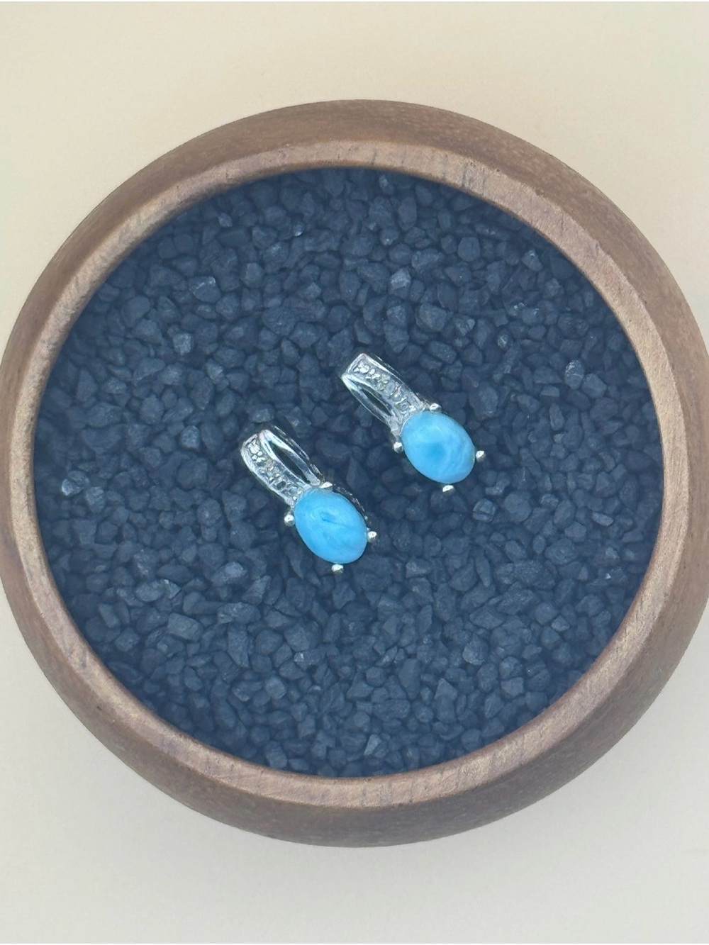 Sterling Silver Siren Drops in Larimar CZ Stud Earrings